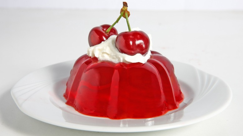 red Jell-O with whipped cream