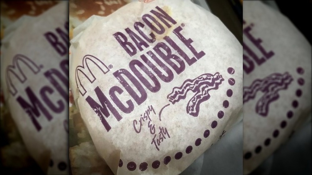 McDonald's Bacon McDouble burger in wrapper