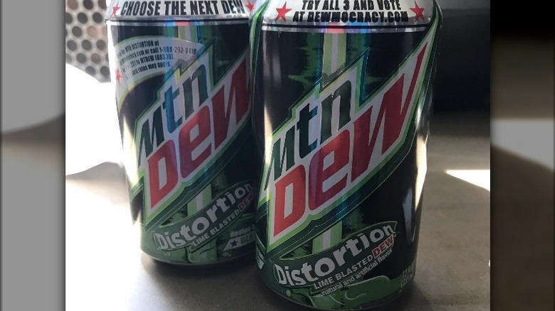 Cans of Mountain Dew Distortion