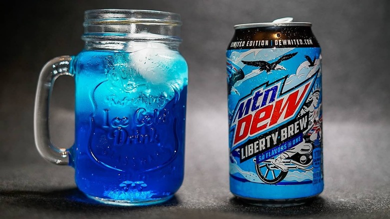 Liberty Brew can and glass