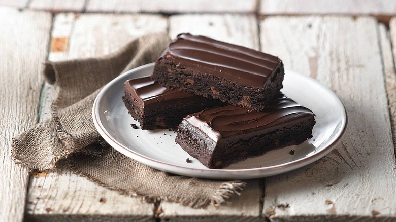 Stack of three brownies 