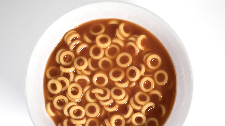 spaghetti Os or hoops in bowl