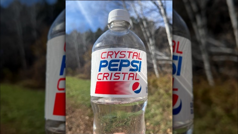 A bottle of Crystal Pepsi