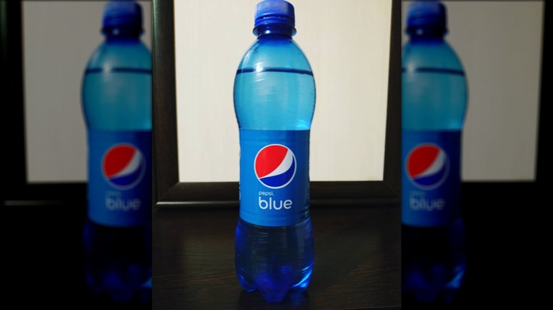 A bottle of Pepsi Blue