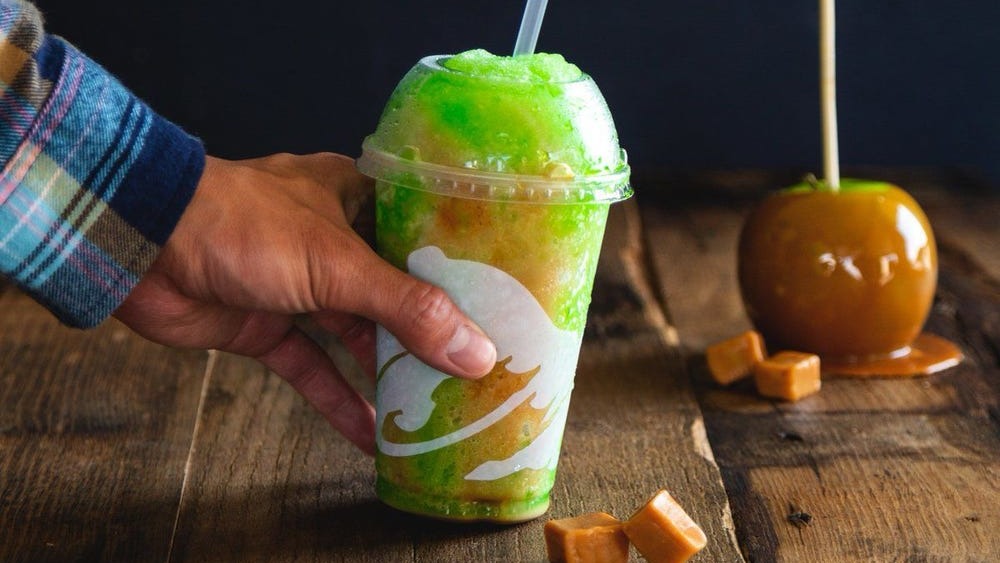 Caramel Apple Freeze drink from taco bell