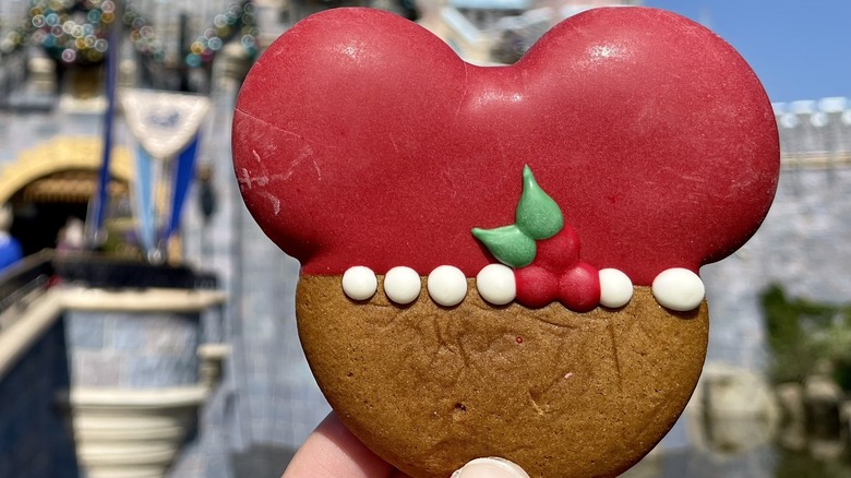 mickey-shaped gingerbread cookie