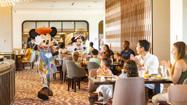 Mickey Mouse arrives for breakfast