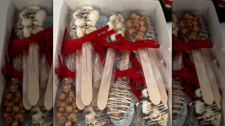 Box of chocolate holiday spoons