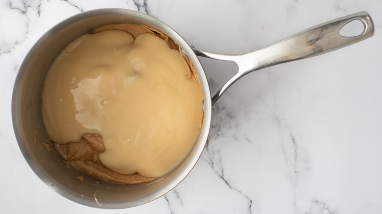 condensed milk in pan