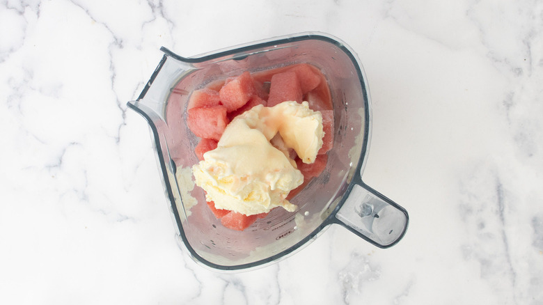 frozen watermelon and vanilla ice cream