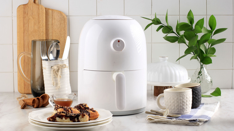 White air fryer on countertop