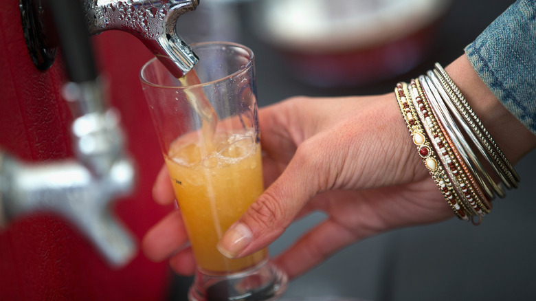 pouring a beer