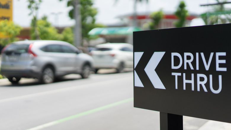 A drive-thru sign