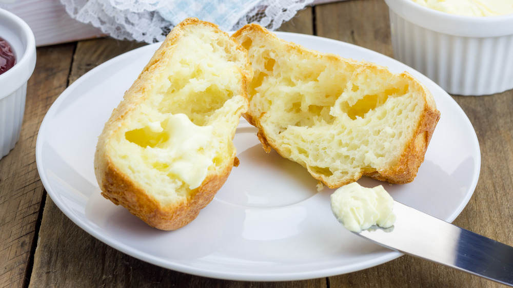 Popover split in half with butter