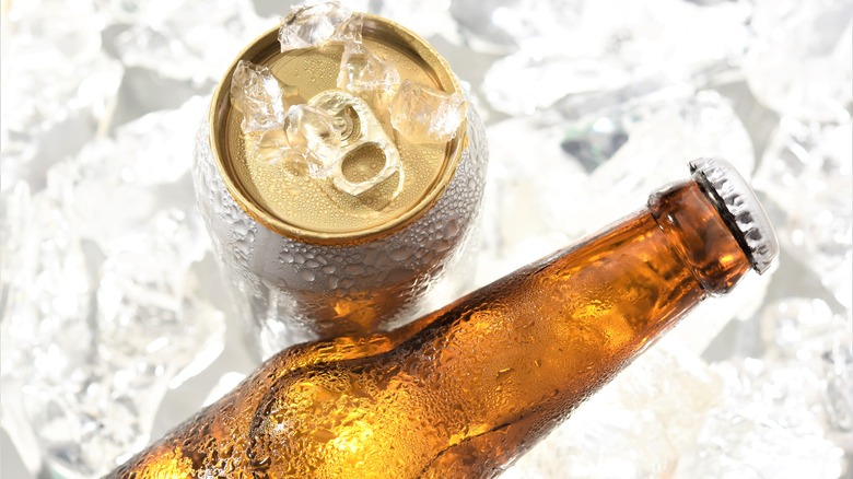 can and bottle in ice