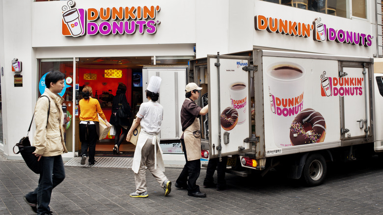 Bringing supplies into Dunkin' Donuts