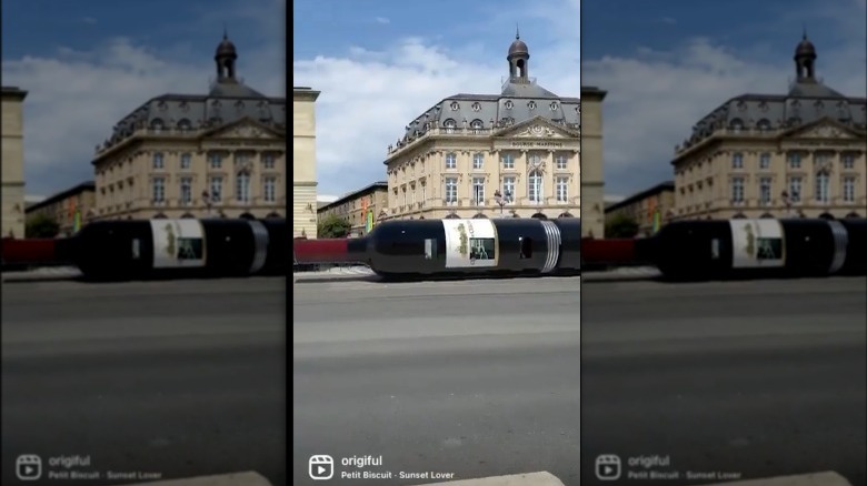 Wine bottle-shaped train in France