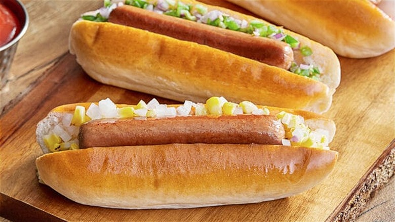 Impossible hot dogs on buns