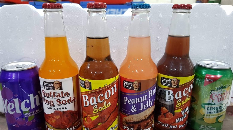 Lester's Fixins Sodas on display