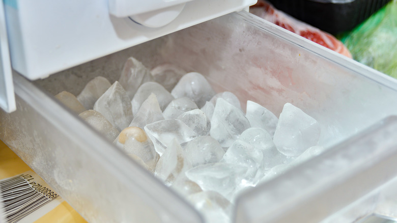 ice cubes in freezer drawer