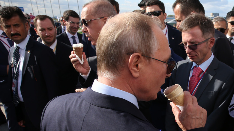 Putin eating chocolate ice cream