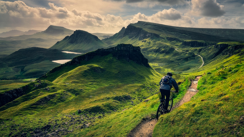 A lone mountain biker in the wilderness