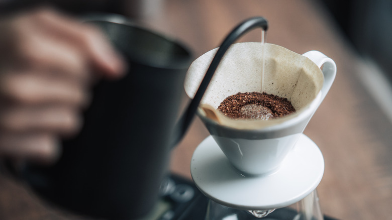 Coffee blooming in action