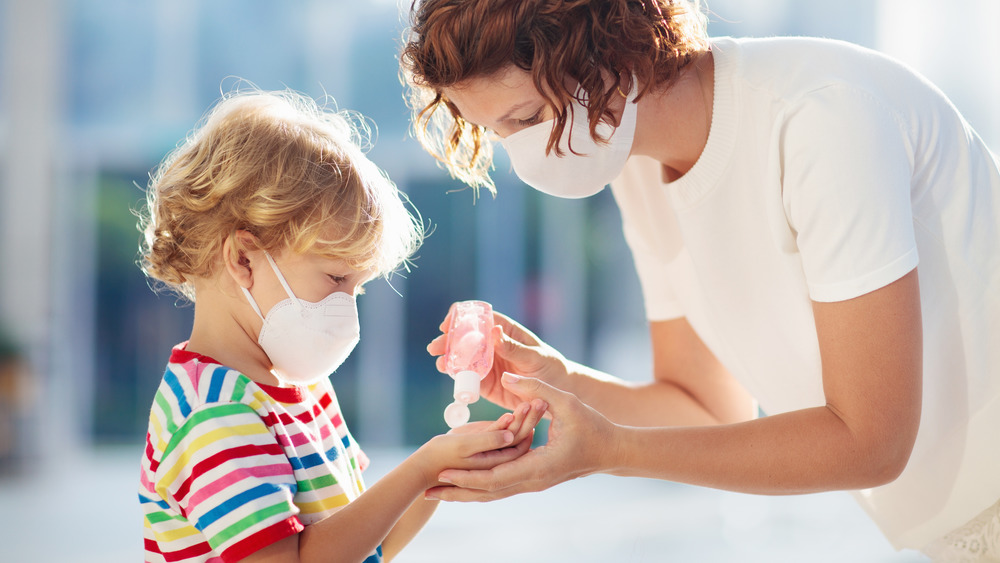 Hand Sanitizer Mom and Kid