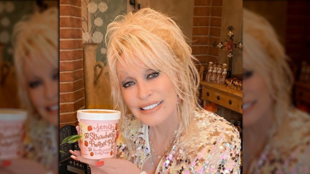 Dolly Parton displaying new ice cream