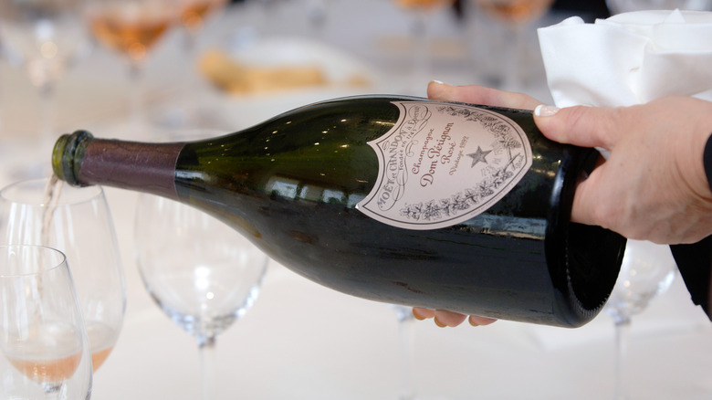 Dom Perignon being poured into a glass