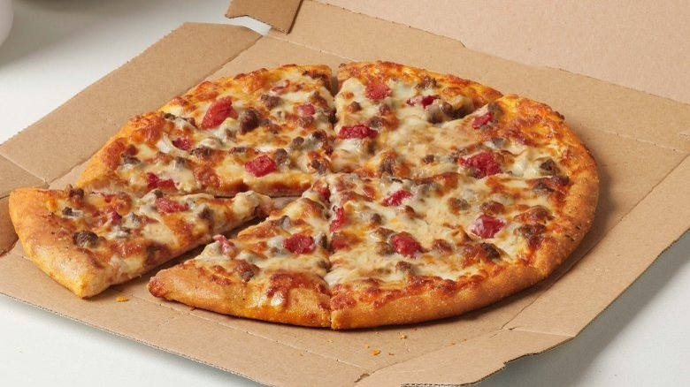 Whole Domino's cheeseburger pizza