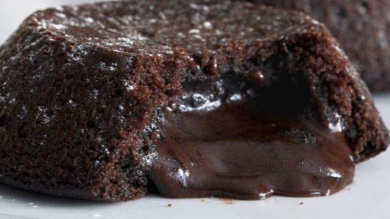 Domino's lava cake on a white plate