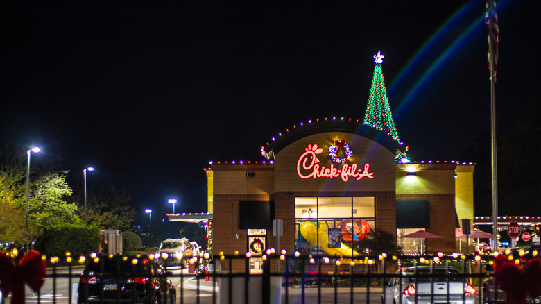 Chick-fil-A with Christmas decorations