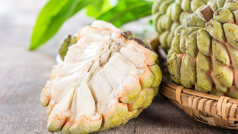 Custard apple cut open