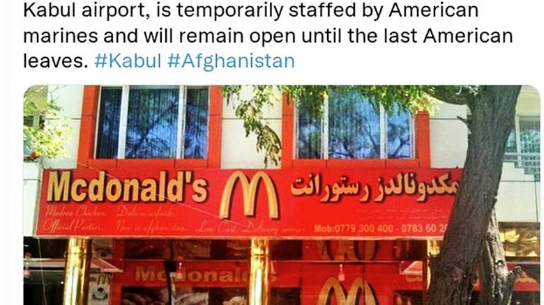 screenshot of fake Afghan McDonald's tweet