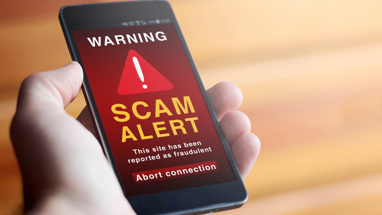 Scam alert on a smartphone