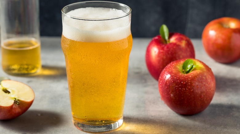 Hard cider in glass