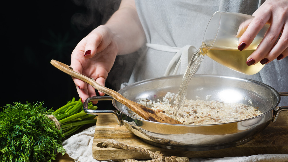 Chef cooking risotto