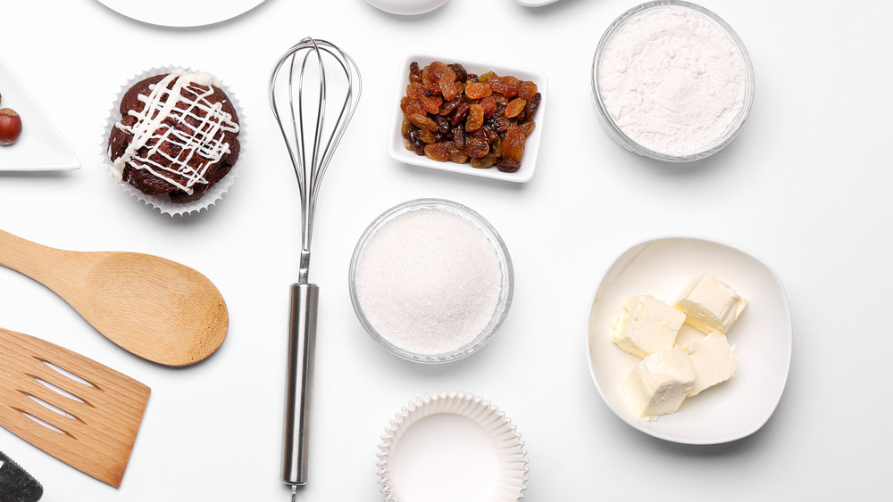 Baking ingredients on table