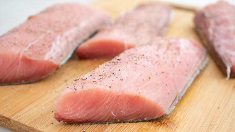 Raw Mahi Mahi on cutting board