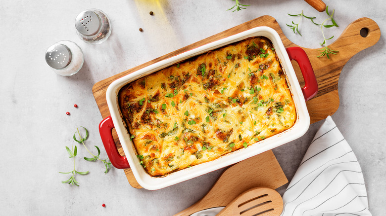 Egg strata in casserole dish