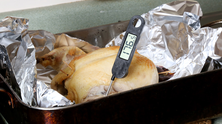 temperature probing a chicken