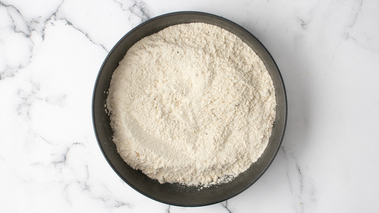 flour in gray bowl