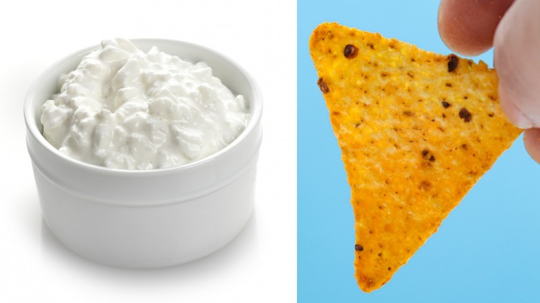 cottage cheese and Dorito chip