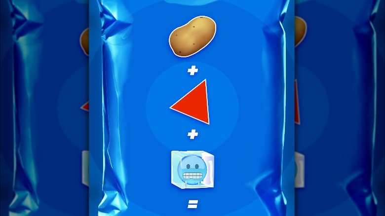 The chip hint that Doritos posted on the Twitter page: a blue bag with three emojis on it