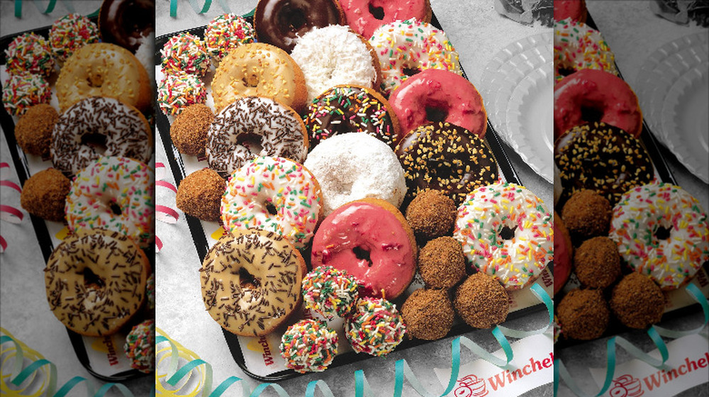 Winchell's doughnuts on tray