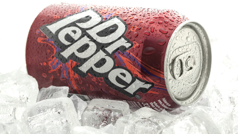 Can of Dr Pepper on ice