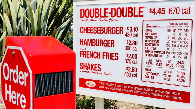 In-N-Out drive-thru sign