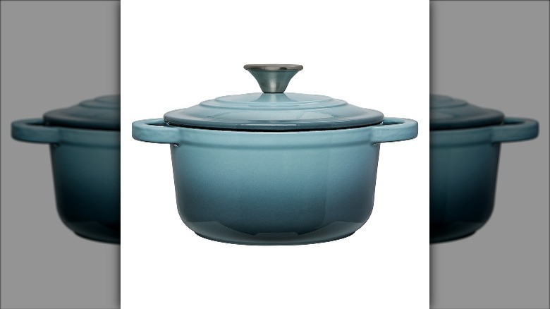 blue Dutch oven with lid