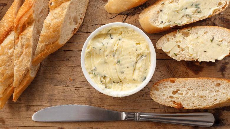 compound butter with French bread